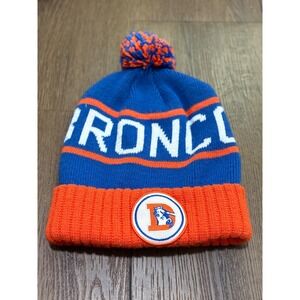 Mitchell & Ness Denver Broncos Pom Beanie Blue Orange Throwback NFL